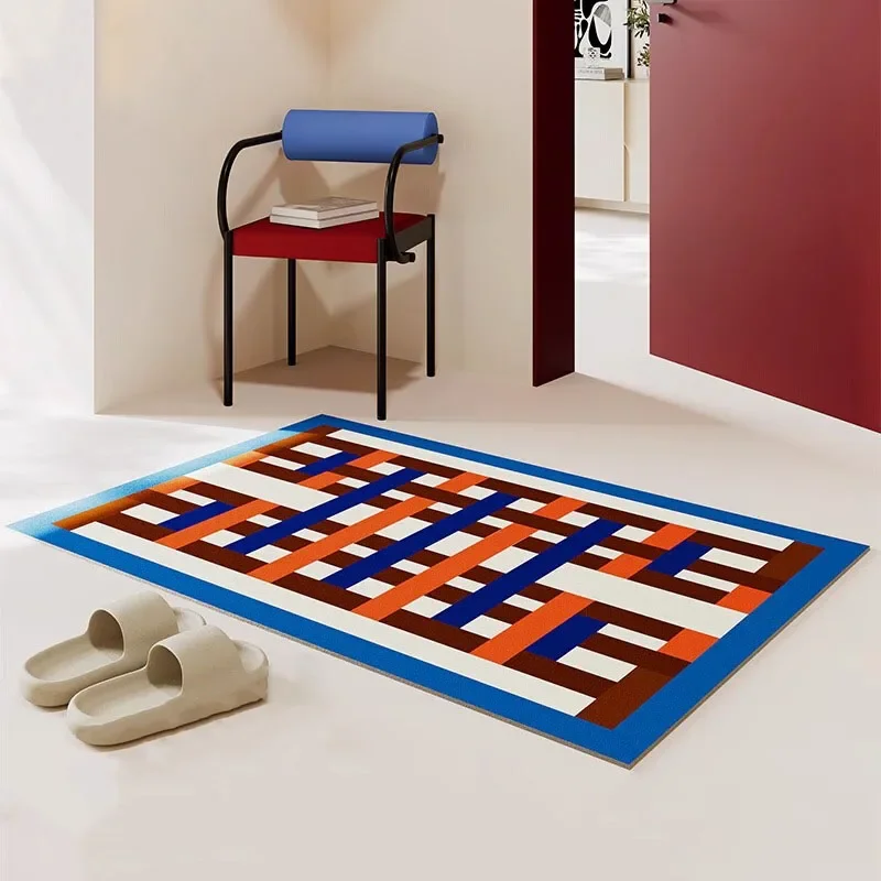 

Colorful Checkered Living Room Decorative Large Area Carpet Non-slip Machine Washable Carpets Comfortable Soft Bedroom Rugs كليم