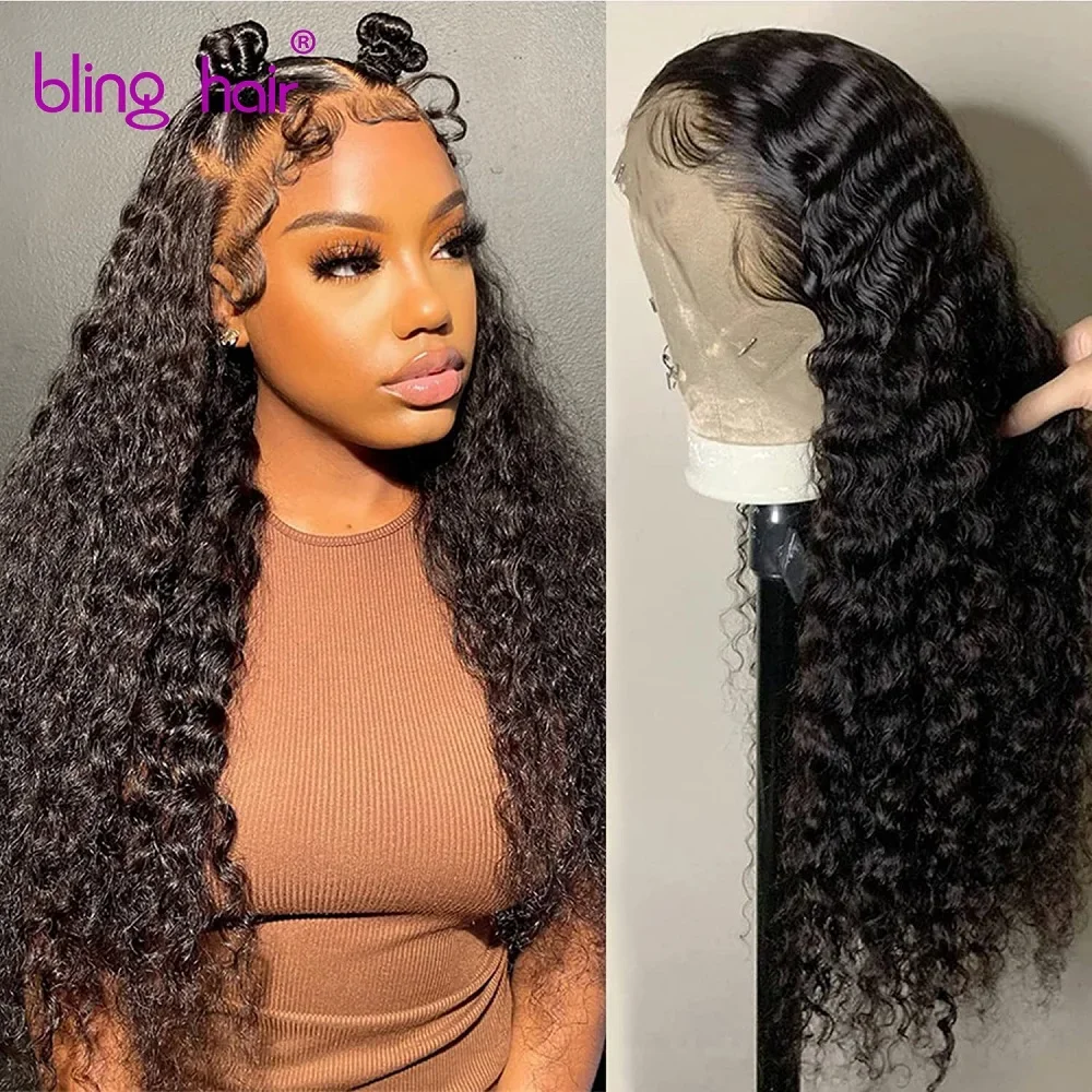 

Water Wave Wig Peruvian Hair 100% Human Hair Wigs Natural Hair Line Nice Texture Bling Remy 13x4 Transaprent Lace Frontal Wig