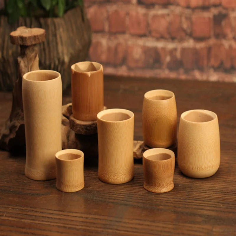 Vintage Coffee Juice Milk Cup Natural Bamboo Drinking Cup Tea Beer Japan Style Wooden Cup Breakfast Beer Milk Drinkware New