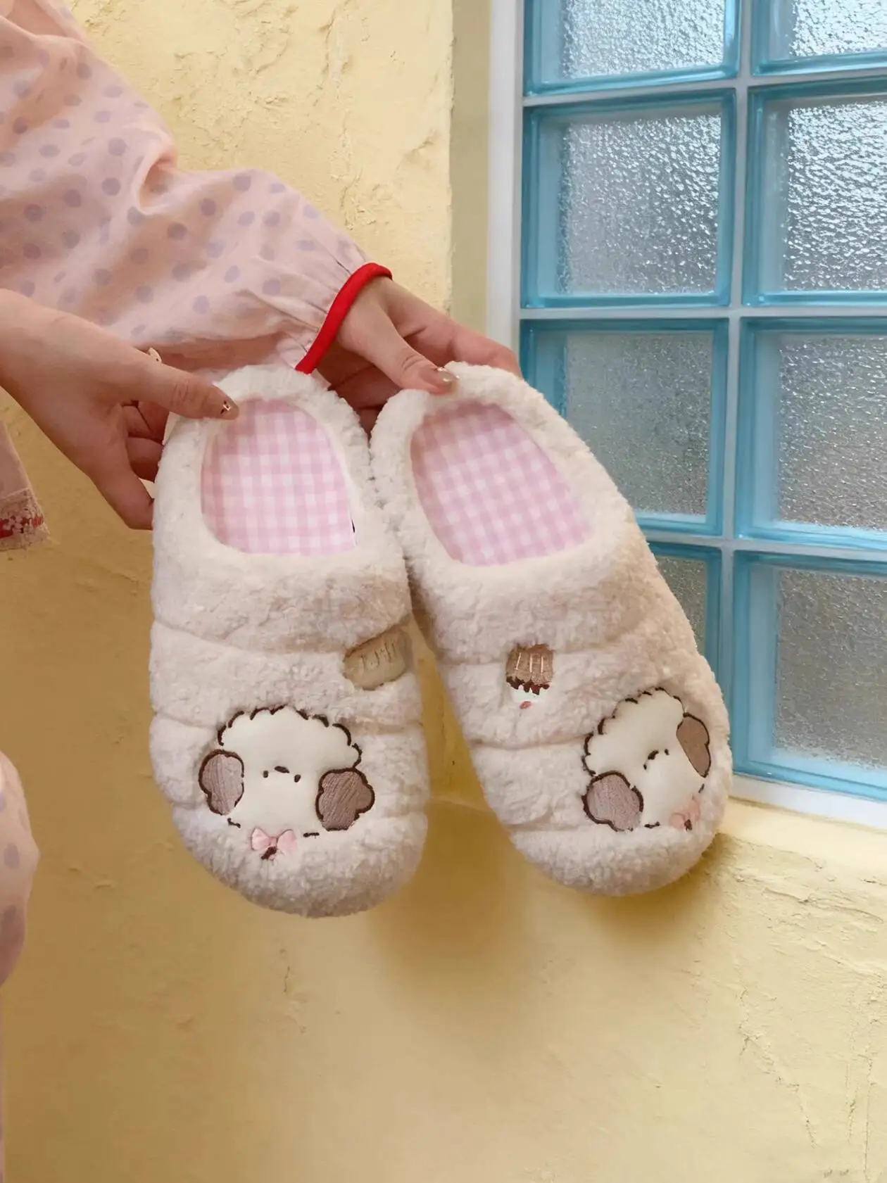 

Women Home Slippers 2025 Autumn Winter Cute Plush Couple Slippers Warm Non Slip Indoor Household Cotton Furry Slippers