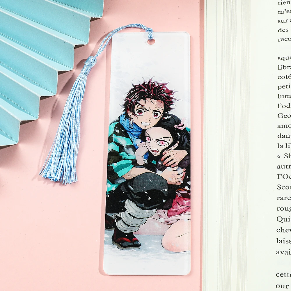Tanjiro Kamado Nezuko Acrylic Bookmark, Anime Fans Reading Accessory for Library Study Office, Christmas Birthday Gift