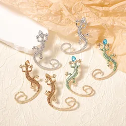 Metal Rhinestone Lizard Animal Dangle Earrings Women's New Simple Trend Design Jewelry Wedding Accessories