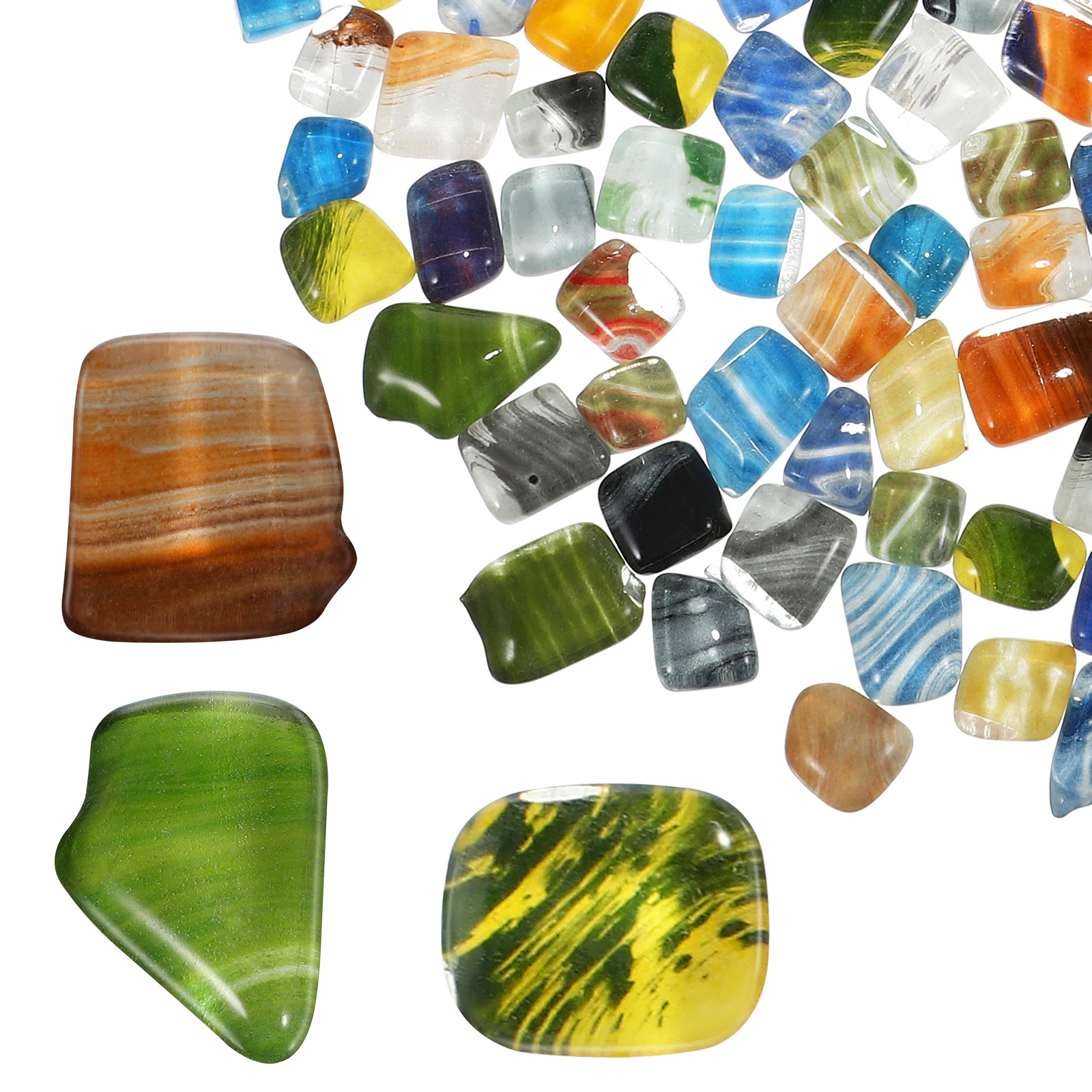 500g Bucket Mosaic Tiles Colored Glass Crafts Bulk Decor Supplies Stained Crystal DIY Home Kitchen Bathroom Art Pieces - Image 5
