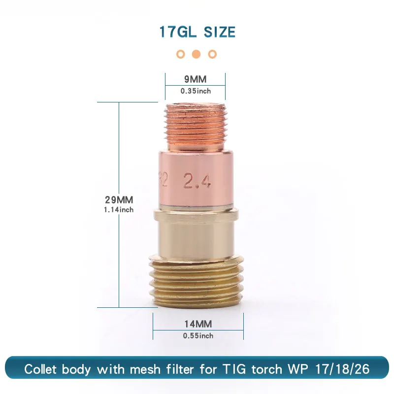 17GL Gas Lens Collet Body TIG Collect Body 1.0 1.6 2.4 3.2MM for WP17 WP18 WP26 TIG Welding Torch Welder Tig Accessories