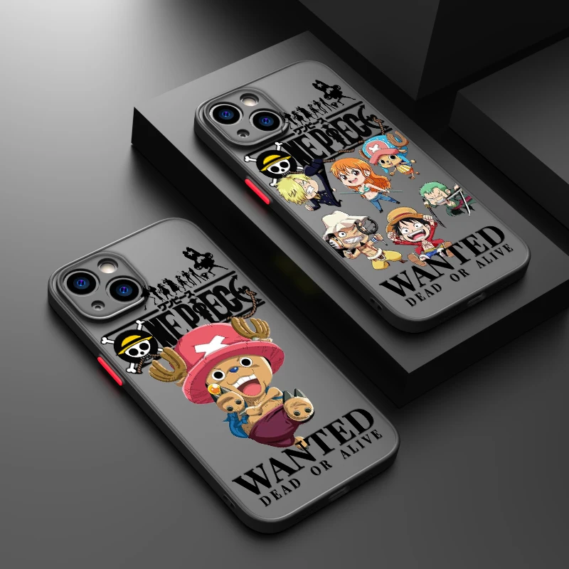 Cartoon L-uffy O-one Pieces For iPhone 15 14 13 12 11 Pro Max XS Max X XR 7 8 Plus Frosted Translucent Phone Case