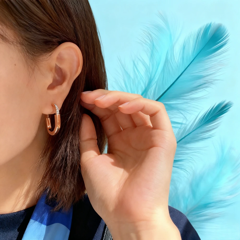 

2025 trendy accessories Allergy - resistant U - shaped Earrings for Women, High - end Luxury Jewelry as Wedding Anniversary Gift