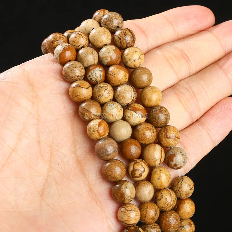 Natural Stone Picture Jasper Round Bead 15