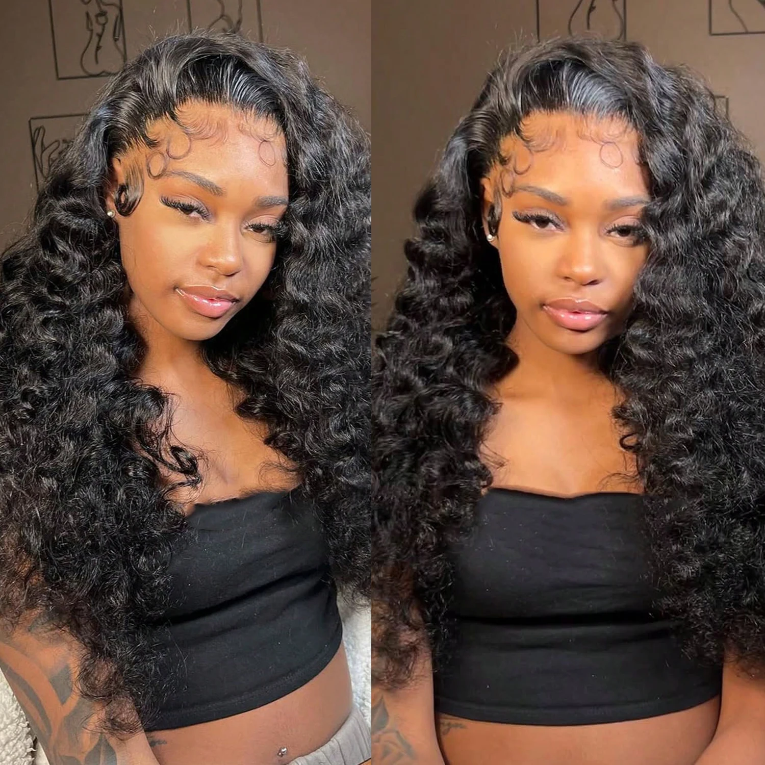

26 Inch Curly Lace Front Human Hair Wigs For Women Pre Plucked Transparent 13x4 Deep Wave Frontal Wig 200 Density Hd Lace Wig