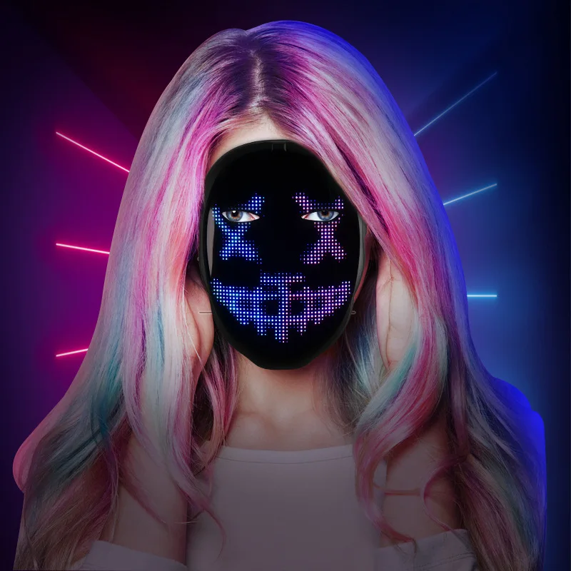 Popular full-color APP face-changing smart LED luminous display mask party funny face Halloween