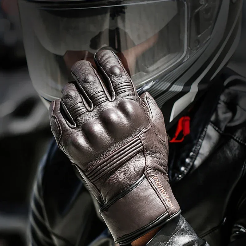 Motorcycle Gloves Touch Screen Leather Winter Gloves Guanti Guantes Moto Invierno Cuero Luvas Motocicleta Men Women