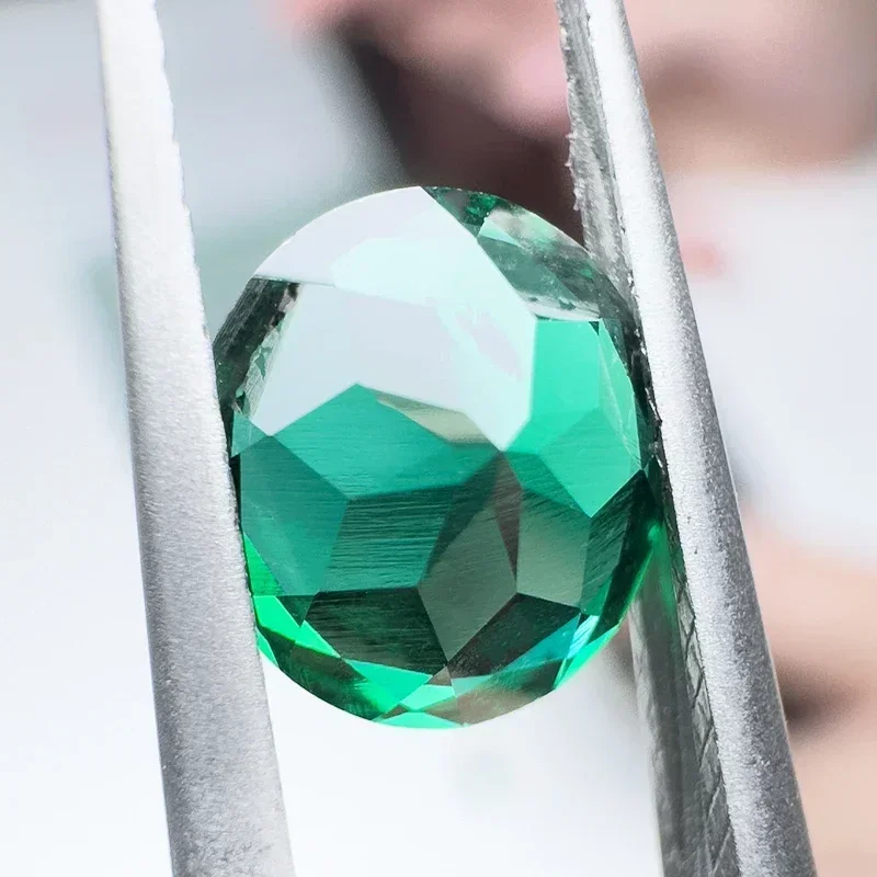 Lab Grow zomian Emeralds potongan bulat hidrotermal pemotongan tangan dengan retak ekstrusi di dalam sertifikat AGL dapat dipilih