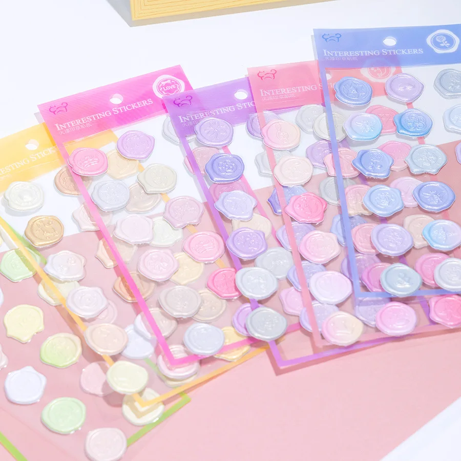 1080pcs/60packs Vintage Stamp Sticker Kawaii Packaging Sealing Stickers Aesthetic Cute Stickers Scrapbooking Stationary Bulk