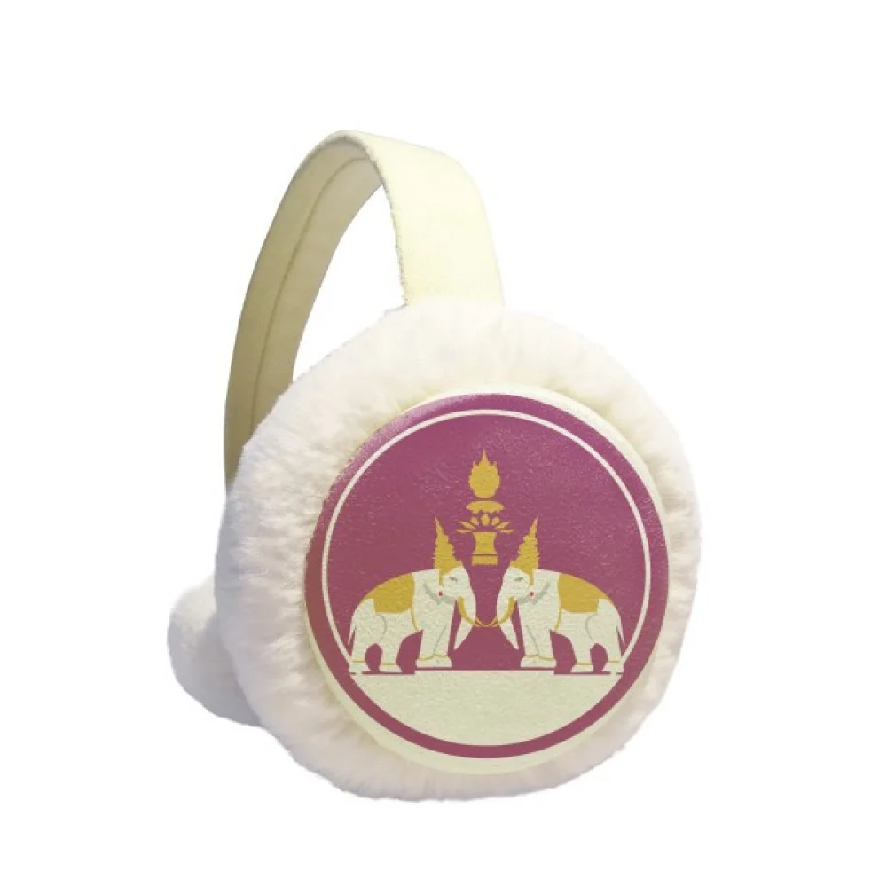 

Thailand Thailand Two Elephant Shield Winter Ear Warmer Cable Knit Furry Fleece Earmuff Outdoor