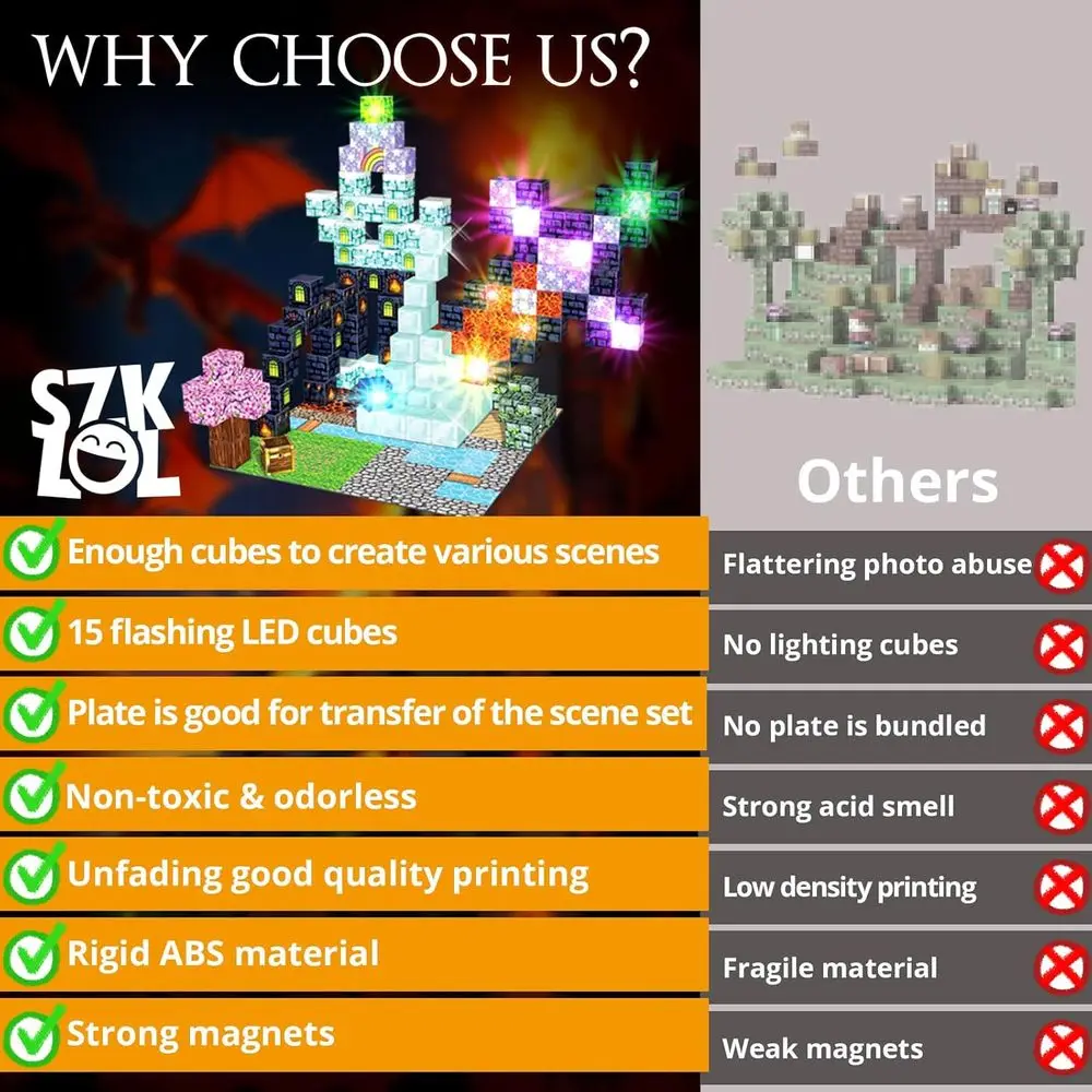 光る磁気ブロック - 150ピース プリンセス＆ナイトテーマ STEMセット 3歳以上のお子様向け 15個の光るキューブ付き