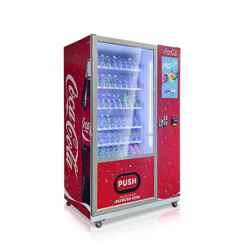 24-Hour self-service vending machine with compressed snacks and drinks, with graphic design