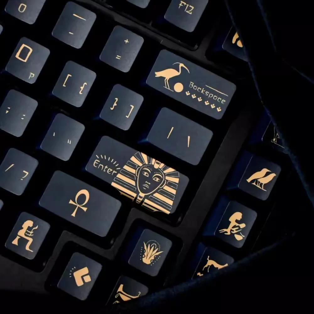 Imagem -02 - Secret of Egypt Pharaoh Keycaps Pbt Dye-subbed Key Caps Perfil Cereja Gmk Black Gold Teclado de Luxo para Teclado mx Switch Conjunto