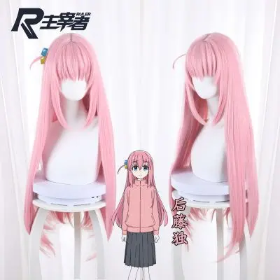 Anime bocchi a rocha! Cosplay gotoh hitori peruca halloween jogar festa de palco alta qualidade longa reta rosa cabelo traje prop