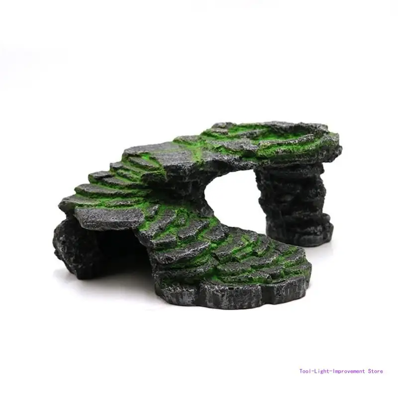 

C63E Basking Platform Resin Hide Cave Reptiles Decors Mini Island for Tanks