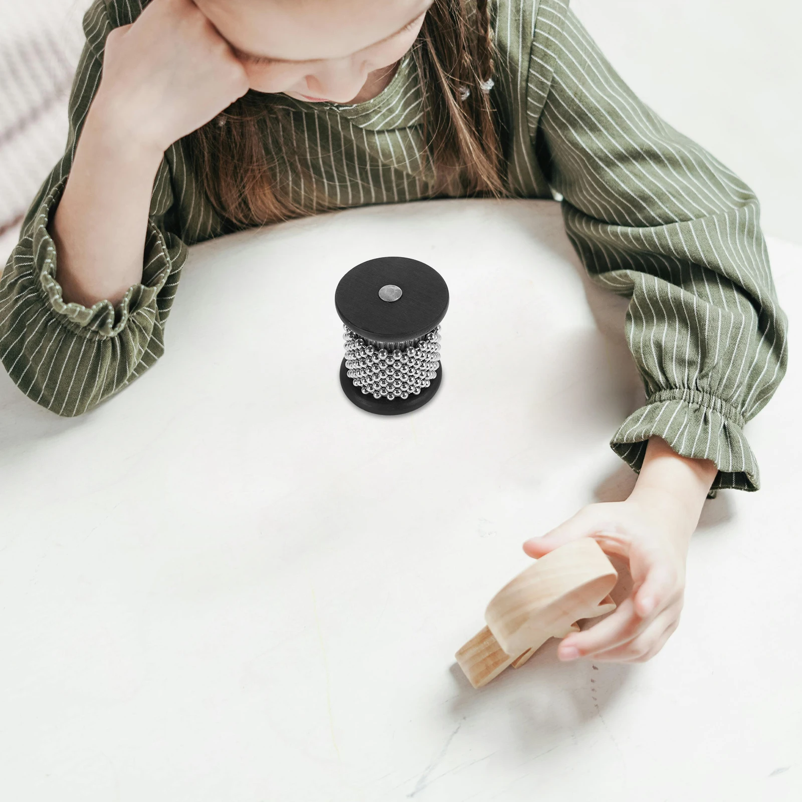 

Cabasa Instrument Hand Percussion Steel Ball Shaker Kids Musical Toys Black Color Preschool Education Montessori Accessories