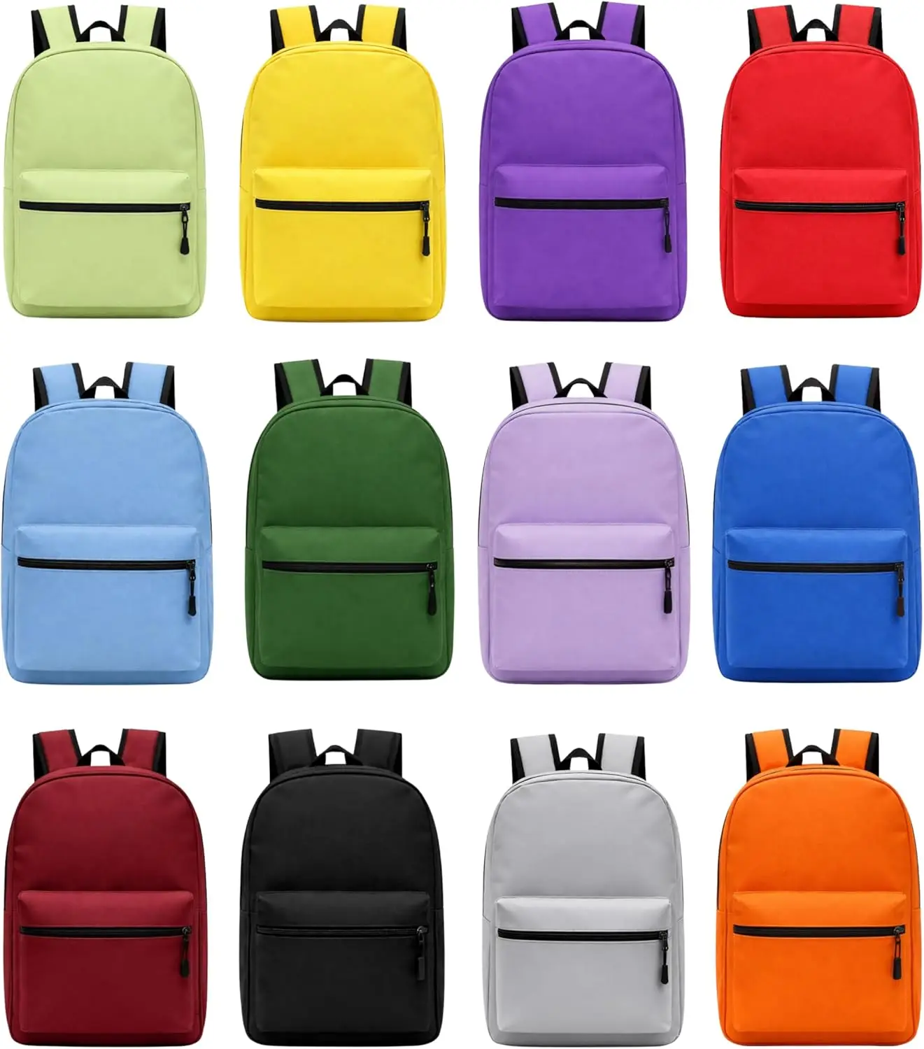 

12 Pack Lightweight 17 Inch Backpack for Outdoor Travel Gym Corporate Events Assorted Colors