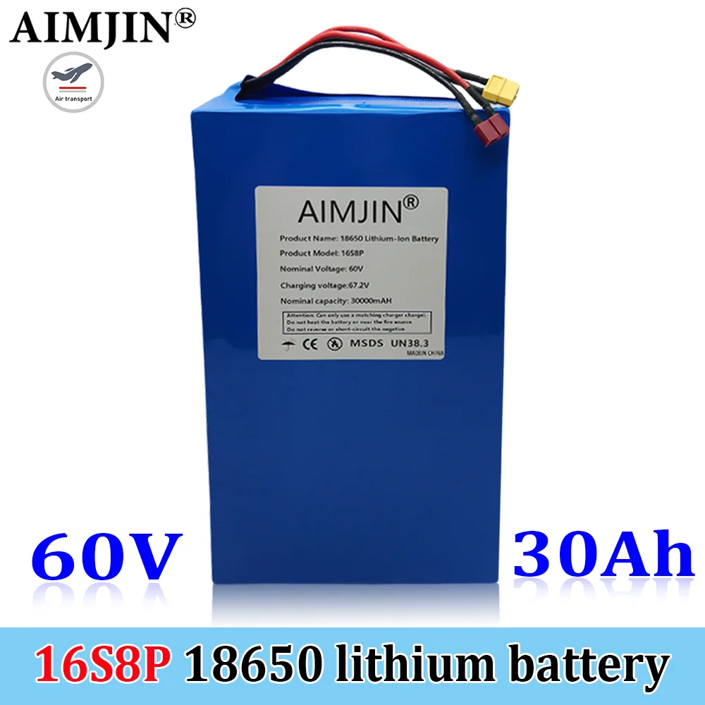 18650 16S8P 60V Rechargeable Battery 30000mAh High-capacity Lithium-ion Battery Pack 30Ah With BMS For Electric Scooter Battery