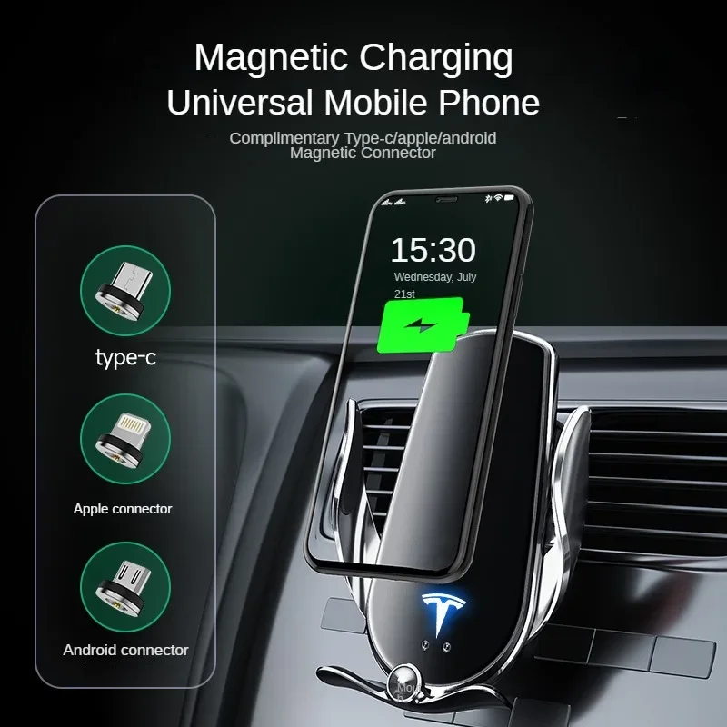 Adatto per Tesla Model3/Y supporto per telefono cellulare per auto con schermo avanzato speciale 15W staffa di ricarica rapida accessori per auto