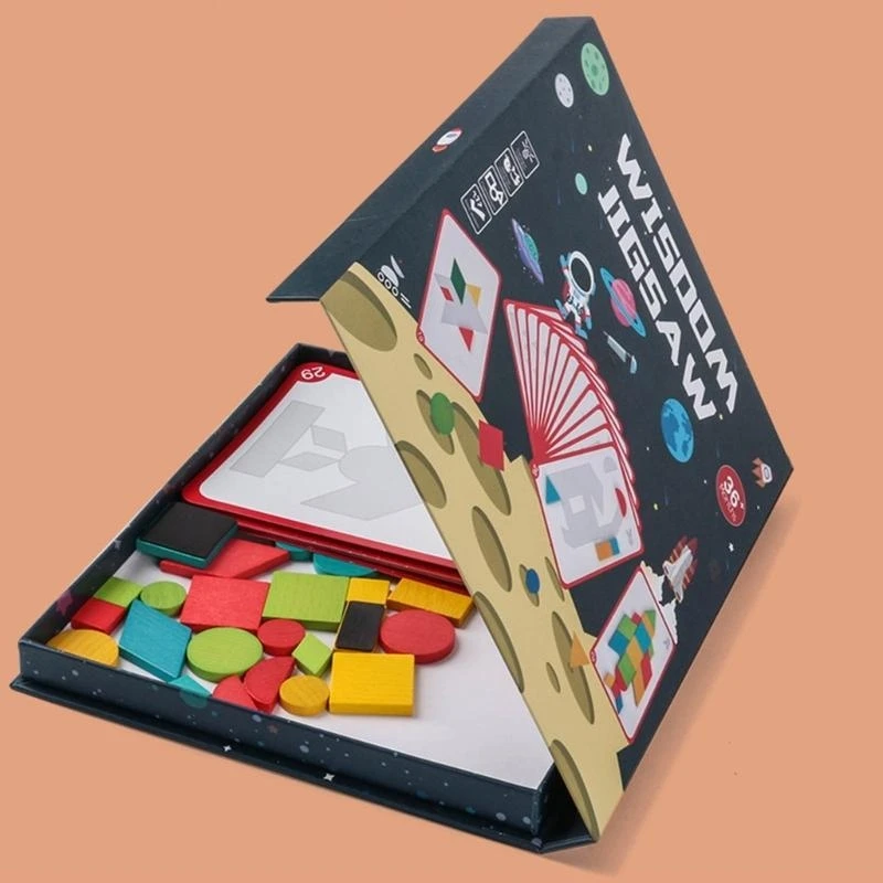 Juguete madera, regalos educativos, rompecabezas magnético Tangram, juego vástago juguete 15UB