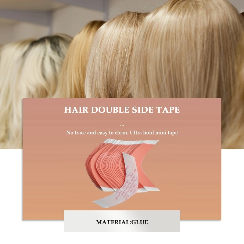 36 buah/kantong pita Wig renda Duo-Tac Super kuat pita Ekstensi perekat ganda strip rambut tahan air untuk Film Wig renda rambut palsu