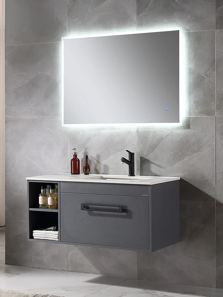 Household Bathroom Intelligent Luminous Bathroom Cabinet Combination Wall Cupboard Whole Washbin Washstand