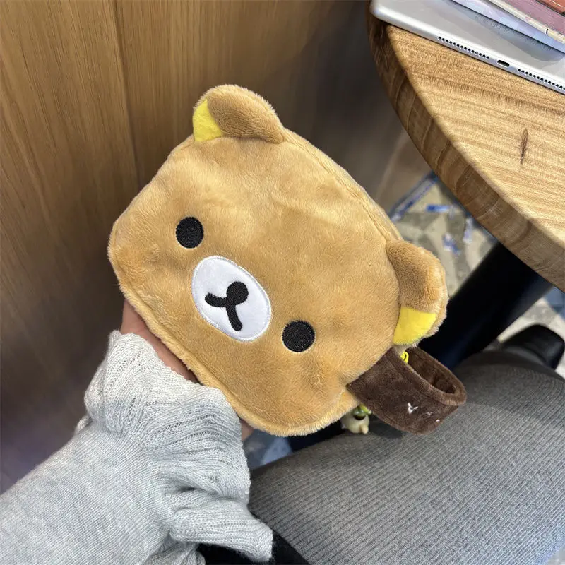 

Cartoon Rilakkumas Bear Plush Handbag Kawaii Rilakkumas Camera Storage Bag Travel Large Capacity Cosmetic Bag Makeup Bag Women