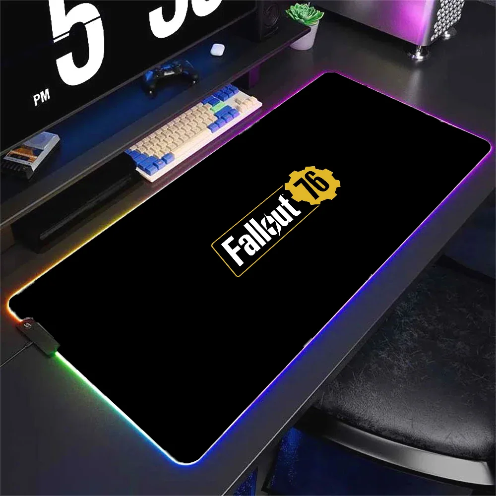 1PC f-Fallout 76 Floor Mat XXL RGB Gaming Mouse Pads HD Black Gamer Accessories Large LED