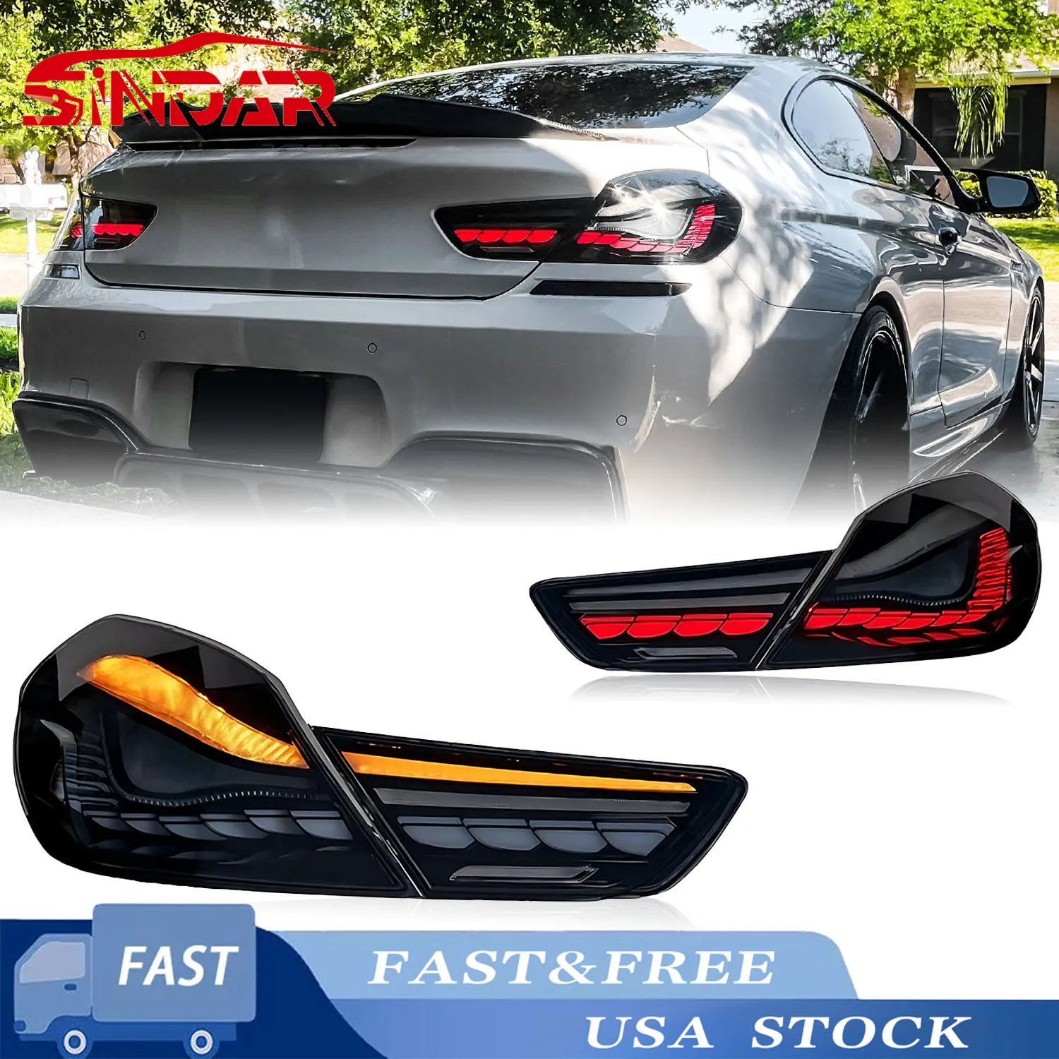 سيندار 2 قطعة LED أضواء خلفية خلفية لسيارات BMW 6-Series F06 F12 F13 2010-2017 ث/الرسوم المتحركة DRL #1