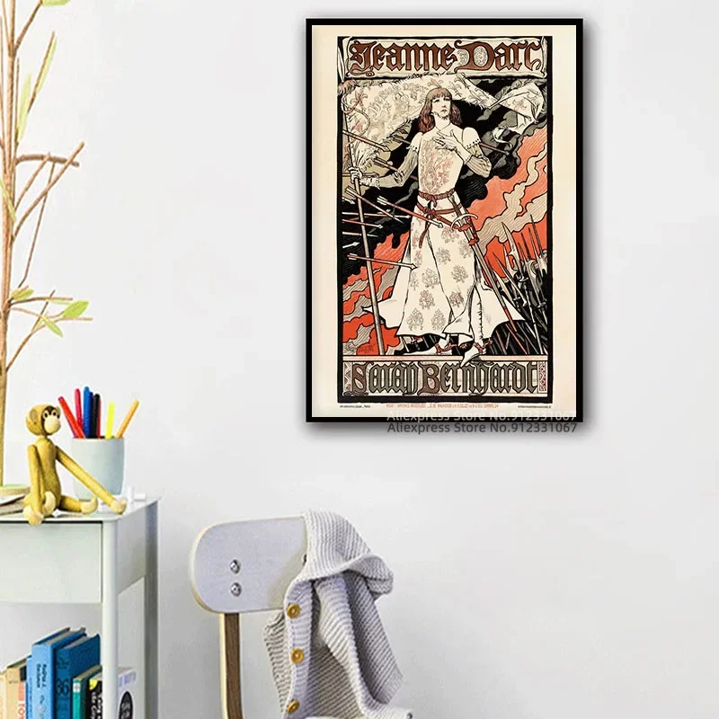 Art Nouveau Advertising Jeanne D Arc Poster Wall Art Decor Canvas painting Pictures Vintage Poster and Prints Retro paintings