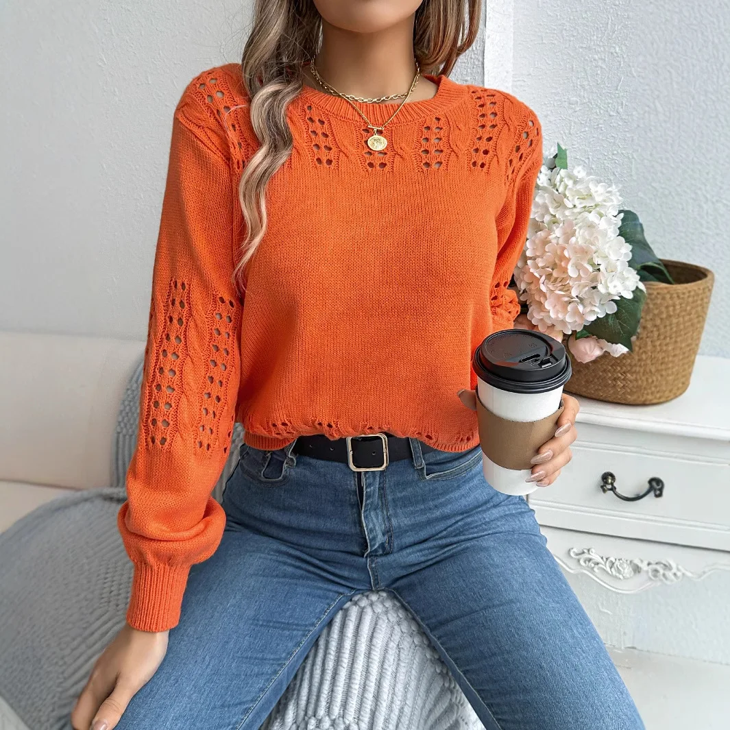 Women's Knitted 2025 Autumn Casual Solid Hollow Head Sweaters Prendas De Punto Nuevas Winter Tops For Women Winter Sweater Women