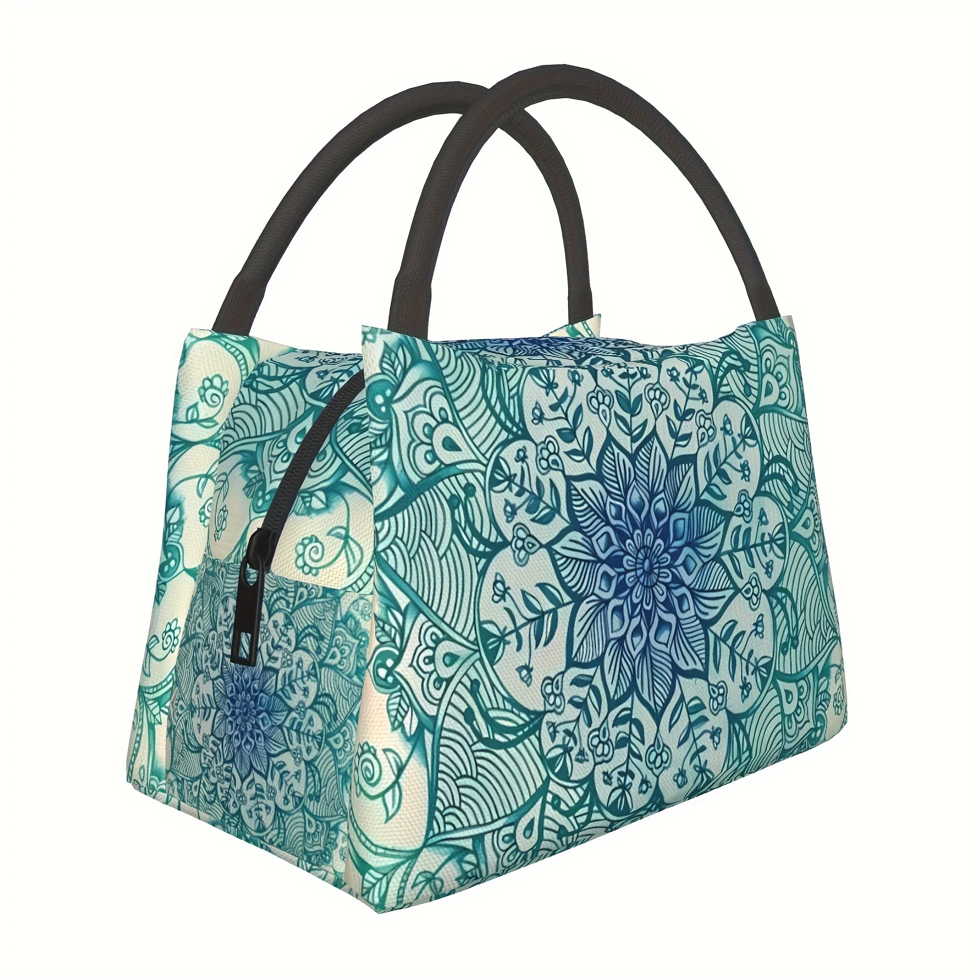 Bohemian Mandala Reusable Insulated Lunch Bag for Camping Picnics Beaches School Work