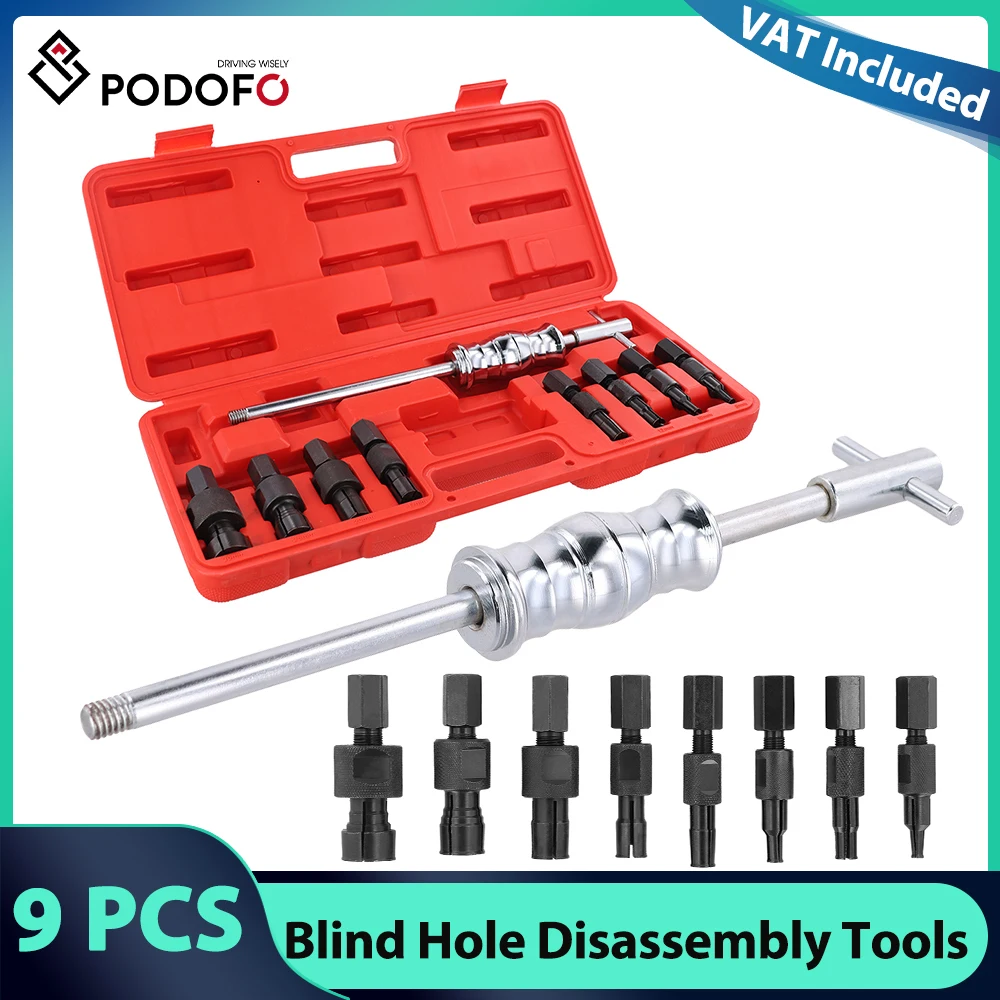 Podofo 9-teiliges Demontagewerkzeug-Set für Autoreparaturen, 8-32mm Blindloch-Innenlagerabzieher-Set mit Gleithammer, Internes Werkzeugkit