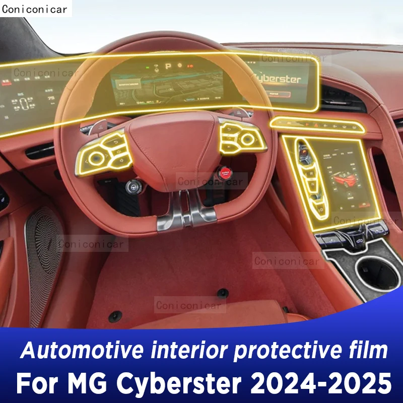 

For MG Cyberster 2024 2025 Center Console Gear Panel Screen TPU Car Interior Protective Film Anti-Scratch Repair Sticker