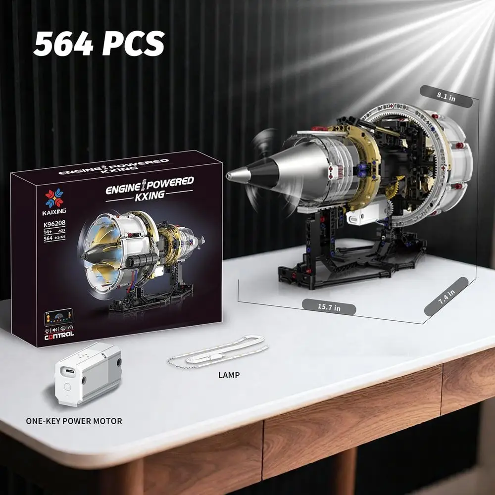 Kit de modèle de moteur à réaction contrôlé par application, ensemble de construction de 564 pièces avec moteur, adapté aux 14 ans et plus
