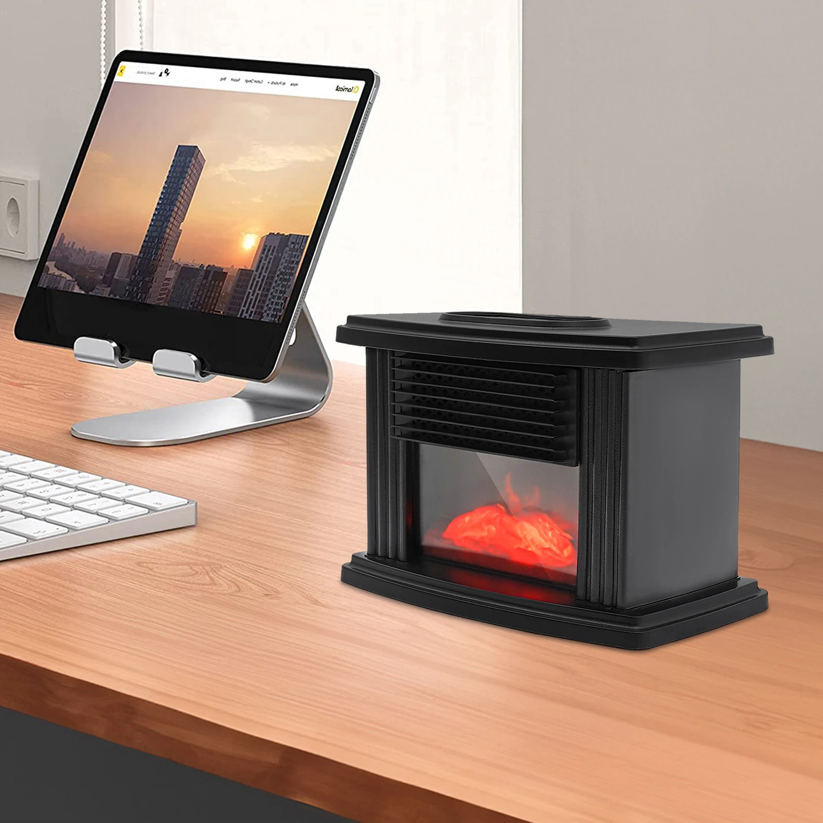 1000w Third Gear Fireplace Space Heater, Freestanding 110 ~ 220 V Electric Fireplace, Aluminum Heat Dissipation Type Warmer Fan for Living Rooms, Bedrooms, Basements