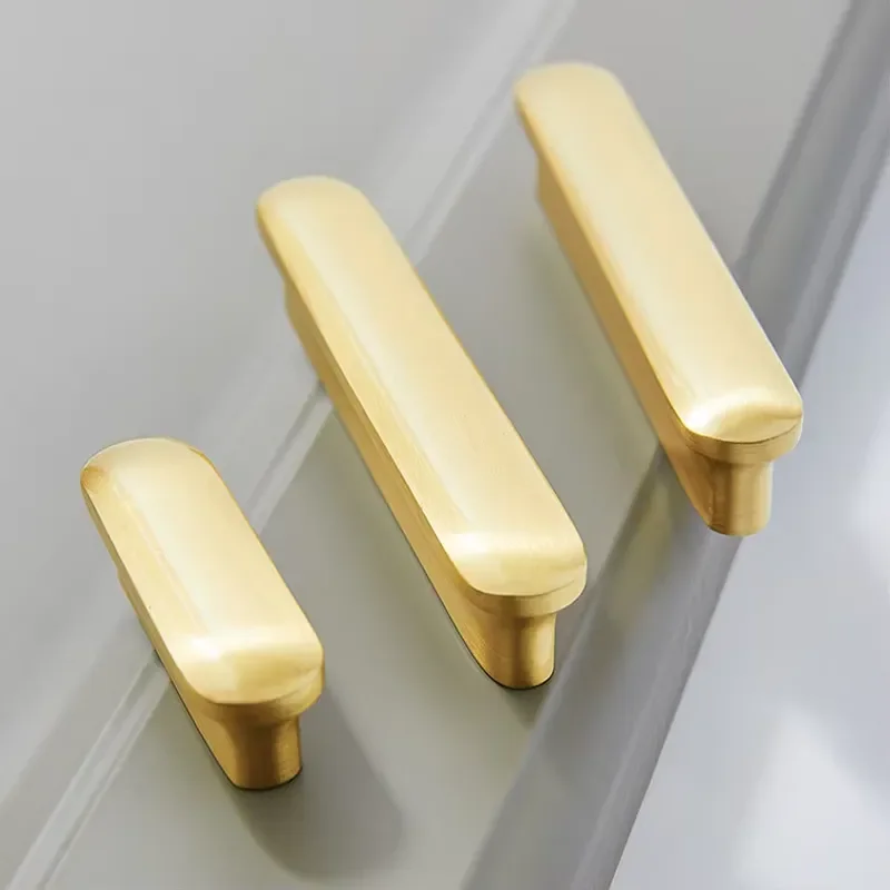Solid Brass Sliding Handle for Dresser Wardrobe Door Modern Simple Golden Light Luxury Medieval Antique Style Bedside Table