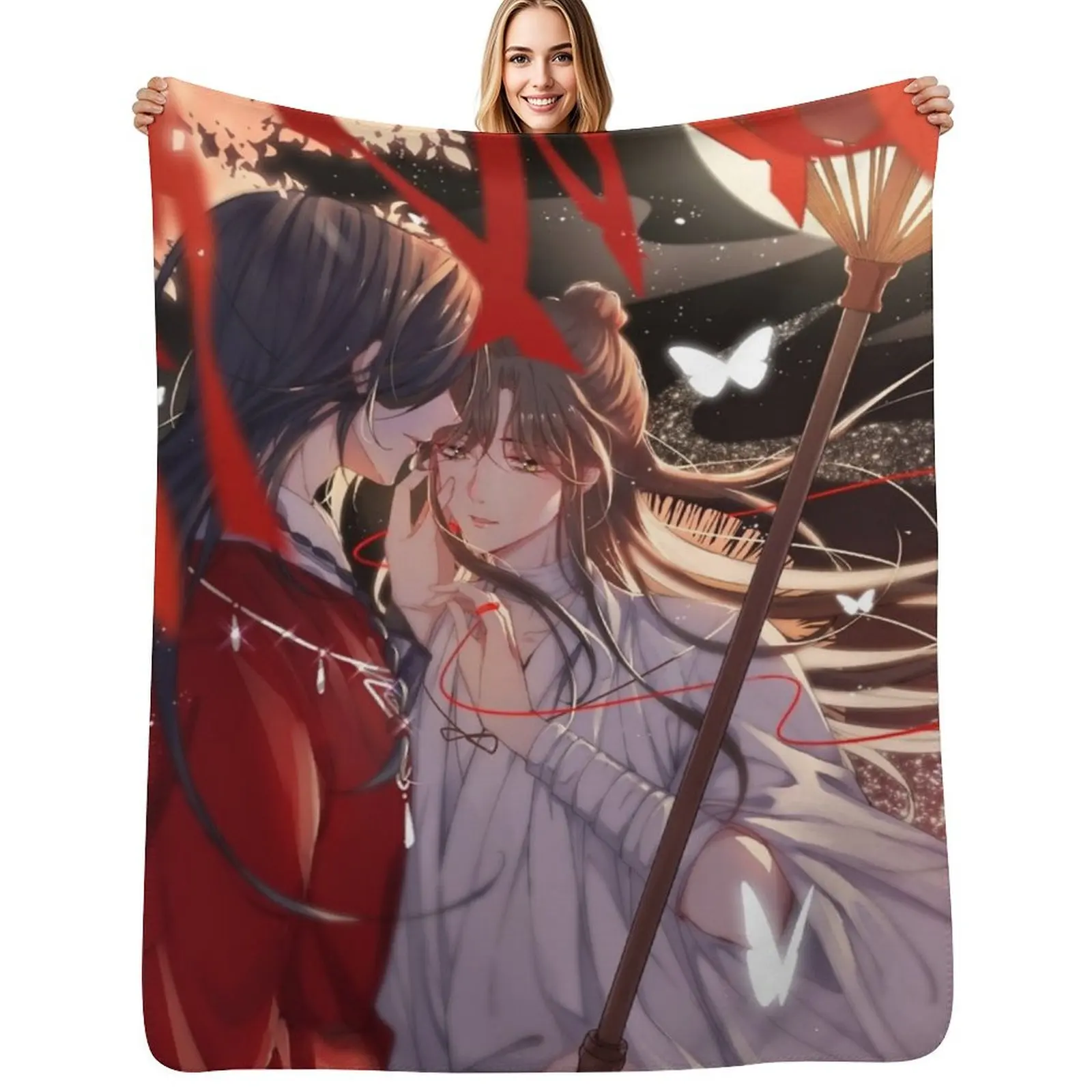 

TGCF Tian guan ci fu Couple Throw Blanket blankets ands Picnic Soft Plush Plaid Luxury Throw Blankets