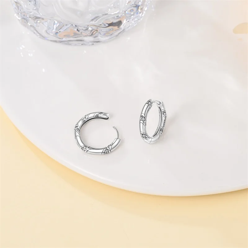 New 925 Sterling Silver Hoop Earrings Sparkling Vintage - Circular Braided Earrings For Women Exquisite Party Jewelry Gifts