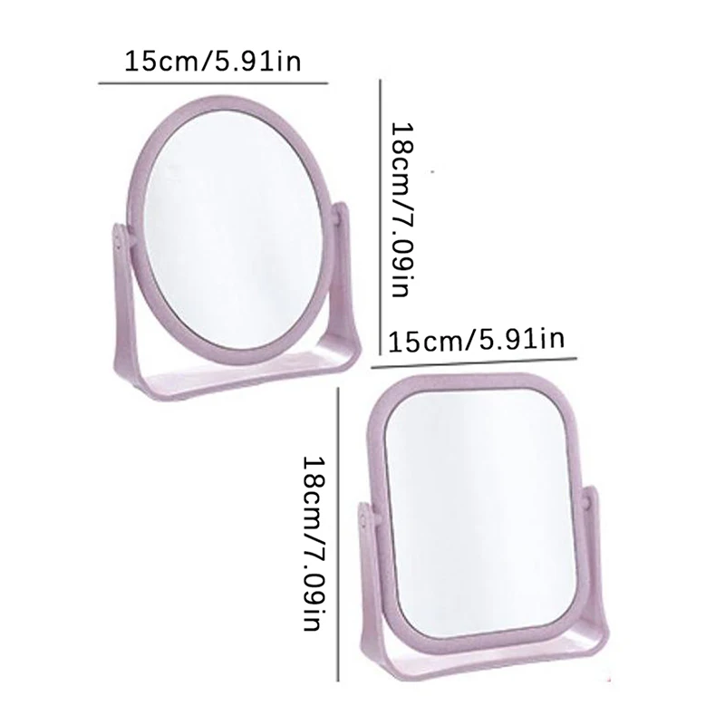 Foldable Desktop Makeup Mirror 360 Degree Rotating Double Sided Princess Mirror Portable With Stand Square Round Mirror Home