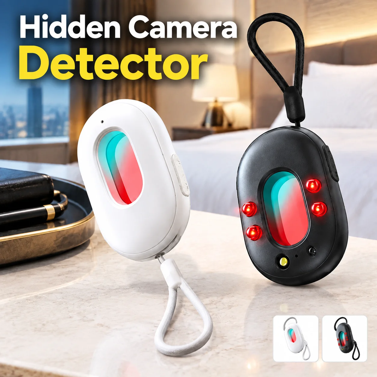 Hidden Camera Detector 2nd Gen Infrared Smart Scanner with Sound Light Alarm Vibration Alert for Hotel Anti Spy