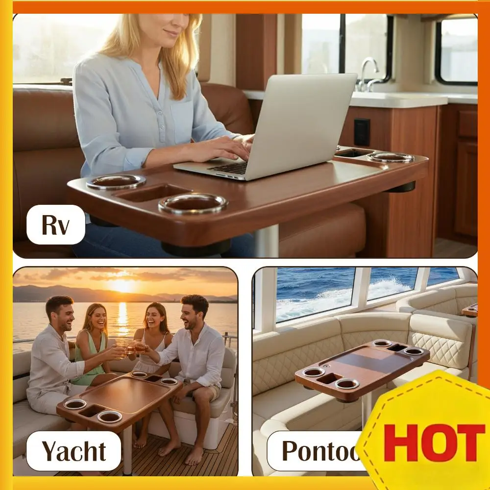 

Marine Marine Tabletop Set 4 Drink Holders 2 Phone Stands 34X18 Inch Utility Boat Bar Organizer Table Plastic Ship Accessories