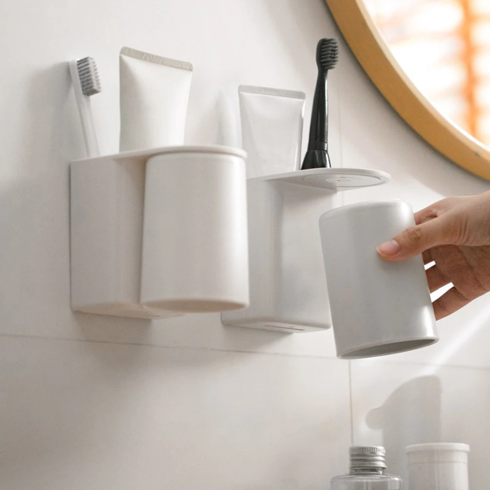 

Magnetic Tooth Cup Storage Rack Toothpaste Holders Bathroom Toothbrush Pp for Bathrooms Wall