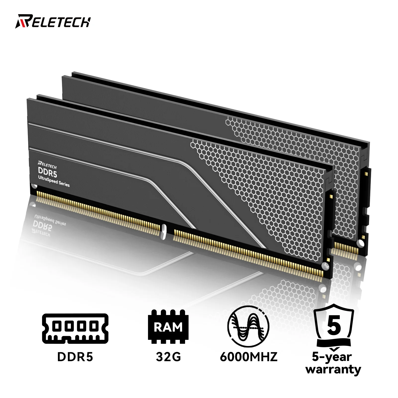 Reletech DDR5 Memoria Ram 6000mhz Ram Memory 16GBx2 RGB Desktop Dual Channel for Motherboard Desktop