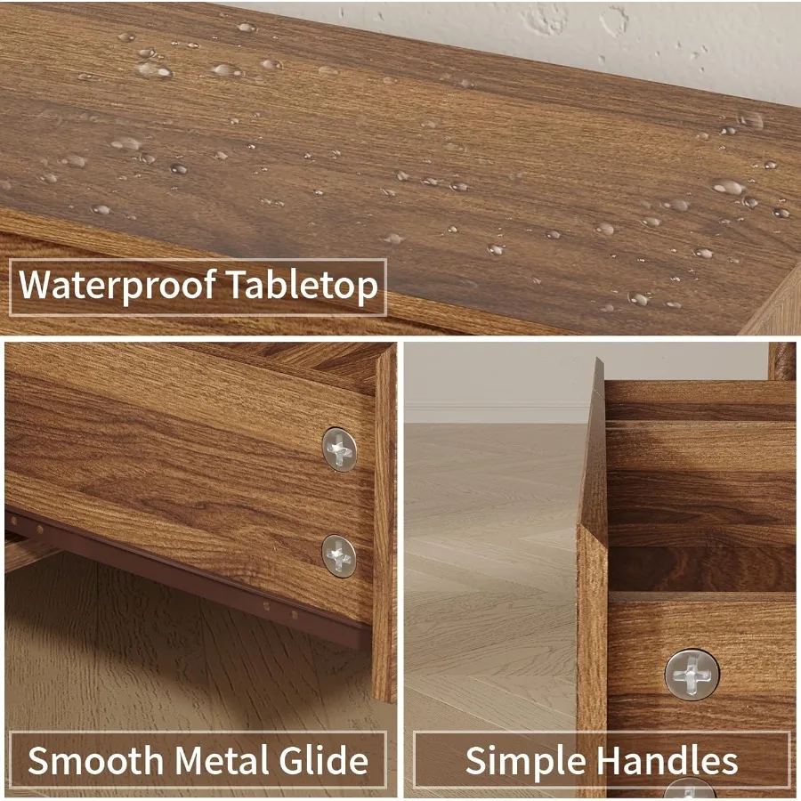 47 خزانة عصرية واسعة لمنتصف القرن لغرفة النوم مع 6 أدراج تخزين كبيرة و4 أرجل أسطوانية من الخشب الصلب من خشب الجوز الفاخر #4