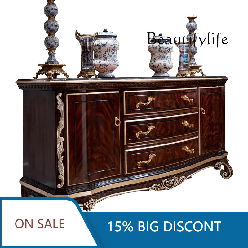 

Neoclassical Luxury Porch Cabinet European-style Villa Dining Side Storage Solid Wood Carving Flower Foyer Decoration Fashion X