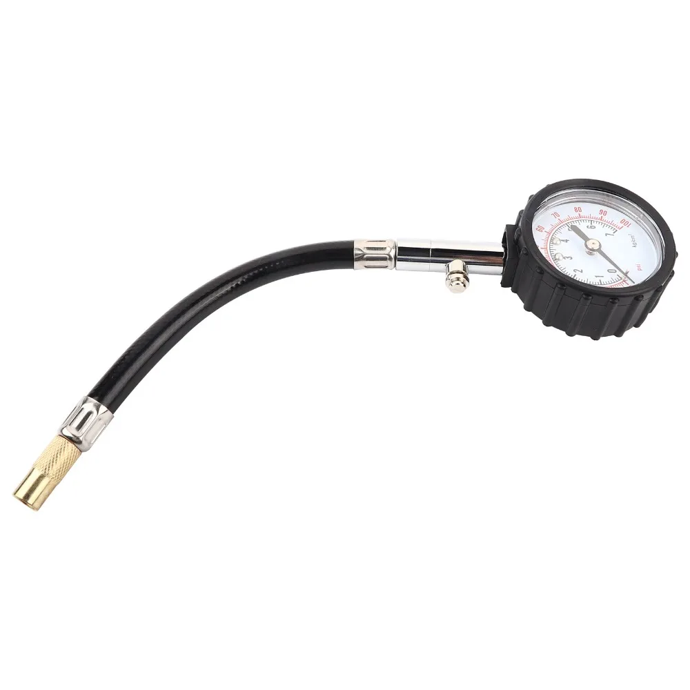 

0-100 PSI Tire Pressure Gauge Swivel Chuck Bleed Valve Tyre Pressure Tester Dual Scale Display Flexible Hose Tire Pressure Meter